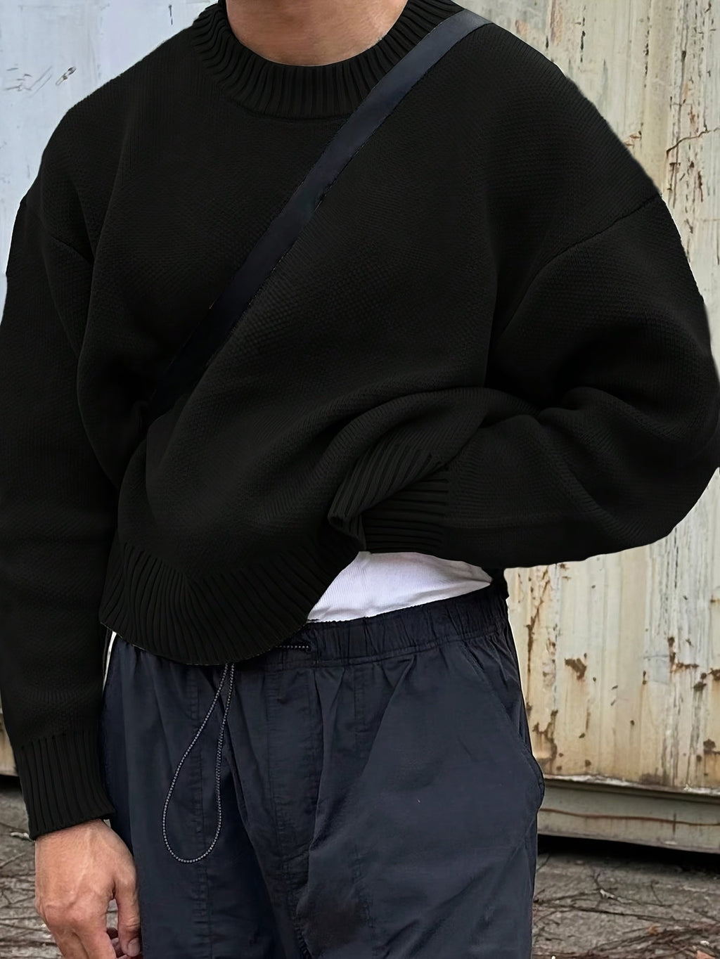 Mane | Men's Long Sleeve Crew Neck Ribbed Knit Sweater