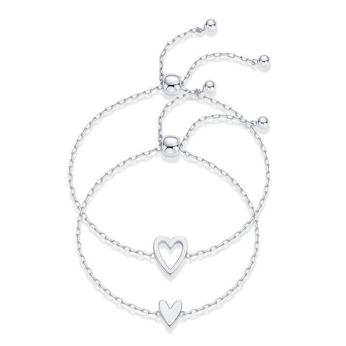Celoura | Inspirational Bracelet for Women - Delicate Engraved Elegant Minimalist Fit-bracelet-Matching Hearts Set-Silver-Camoufit