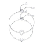 Celoura | Inspirational Bracelet for Women - Delicate Engraved Elegant Minimalist Fit-bracelet-Matching Hearts Set-Silver-Camoufit