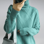 Tasana | Women's Diamond Knit Sweater - Textured Long Sleeve Pullover