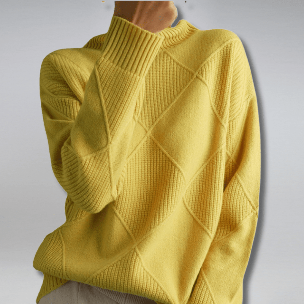 Tasana | Women's Diamond Knit Sweater - Textured Long Sleeve Pullover