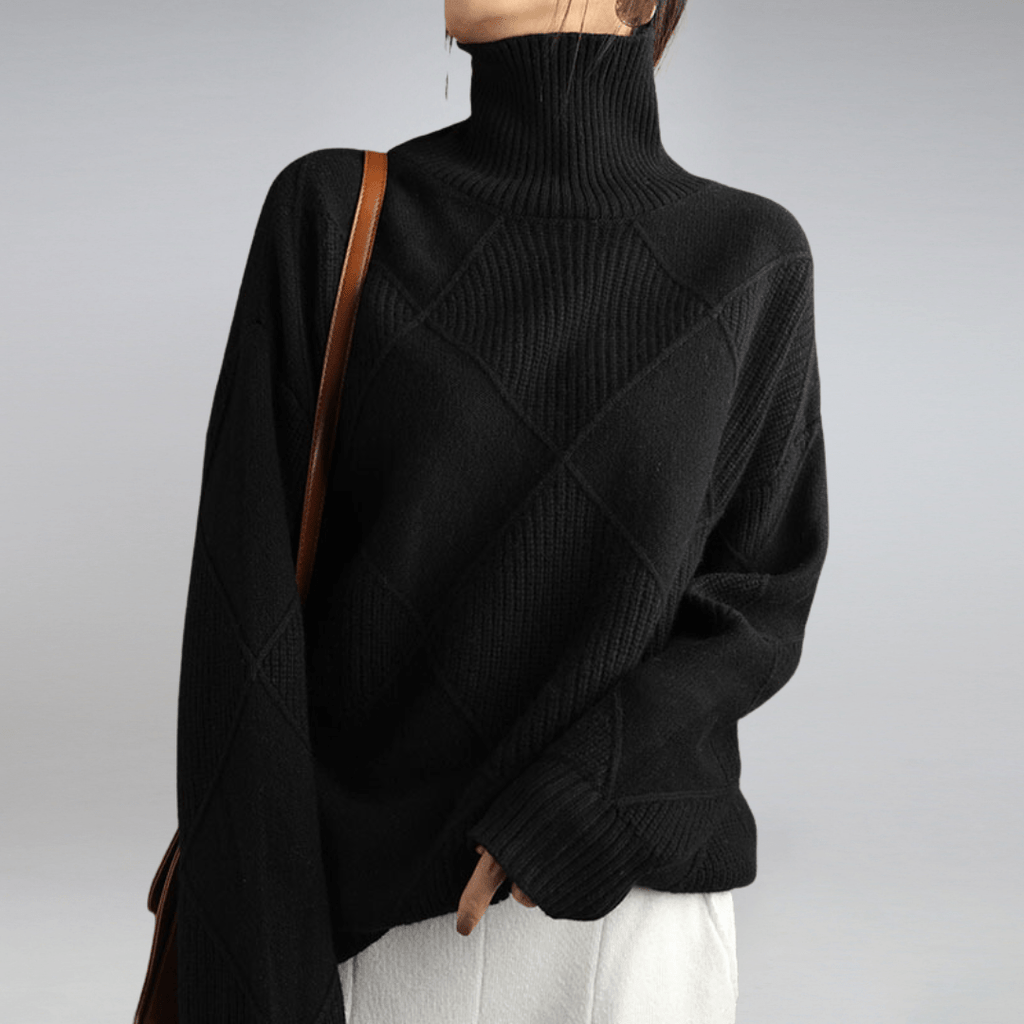 Tasana | Women's Diamond Knit Sweater - Textured Long Sleeve Pullover