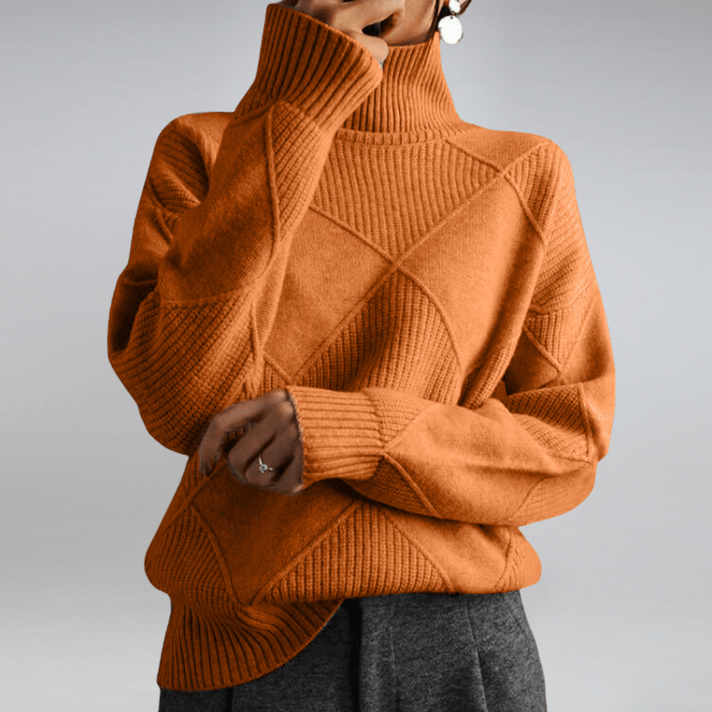 Tasana | Women's Diamond Knit Sweater - Textured Long Sleeve Pullover
