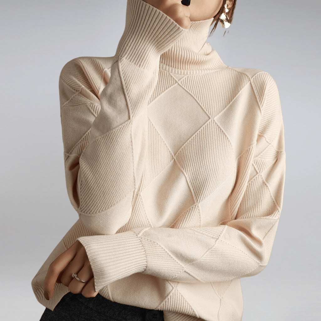 Tasana | Women's Diamond Knit Sweater - Textured Long Sleeve Pullover