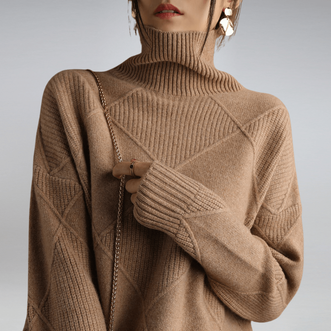 Tasana | Women's Diamond Knit Sweater - Textured Long Sleeve Pullover