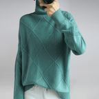 Tasana | Women's Diamond Knit Sweater - Textured Long Sleeve Pullover