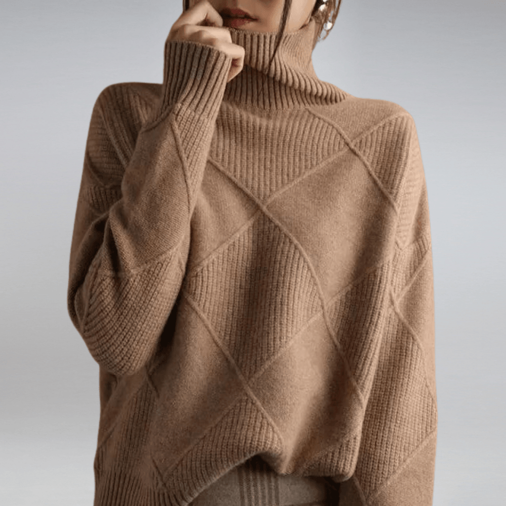 Tasana | Women's Diamond Knit Sweater - Textured Long Sleeve Pullover