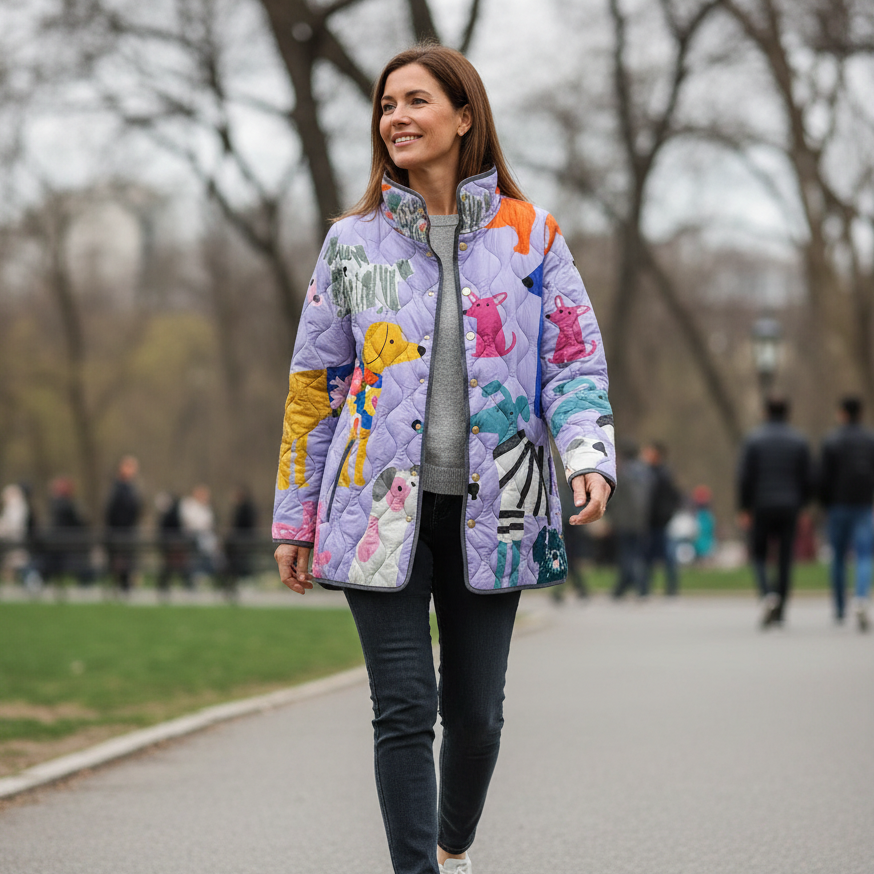 Solis | Women’s Jacket | Dog Print Quilted