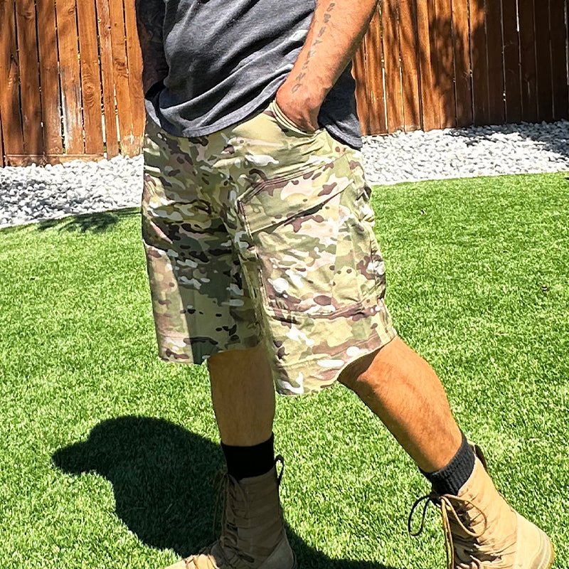 Vireon | Tactical Shorts for Men - All Terrain Quick Dry Rip Stop 8 Pocket Stretch Cargo Fit-Tactical Shorts-Camouflage-30W-Camoufit