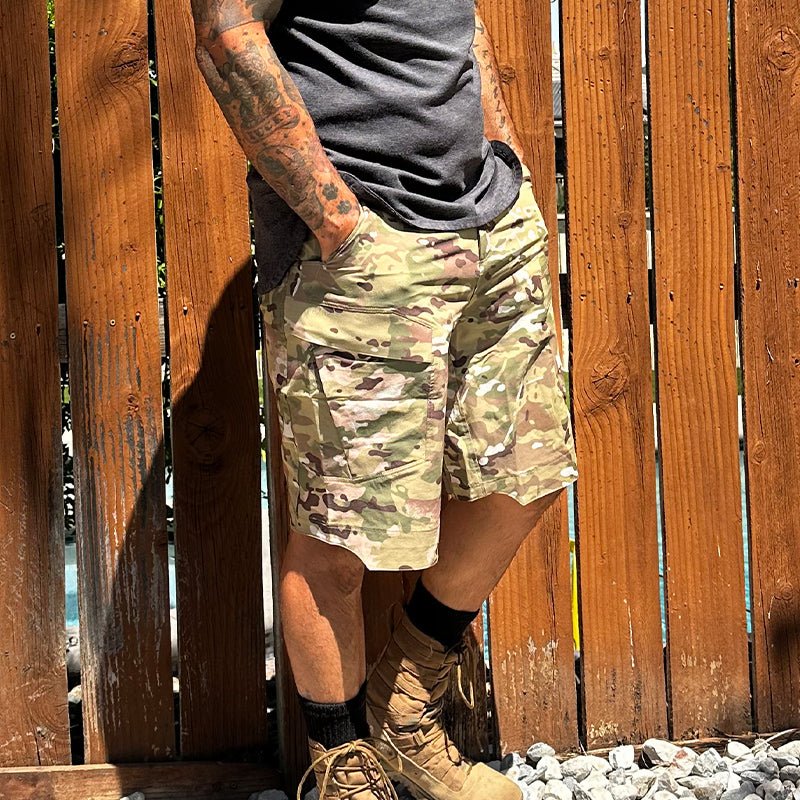 Vireon | Tactical Shorts for Men - All Terrain Quick Dry Rip Stop 8 Pocket Stretch Cargo Fit-Tactical Shorts-Camouflage-30W-Camoufit