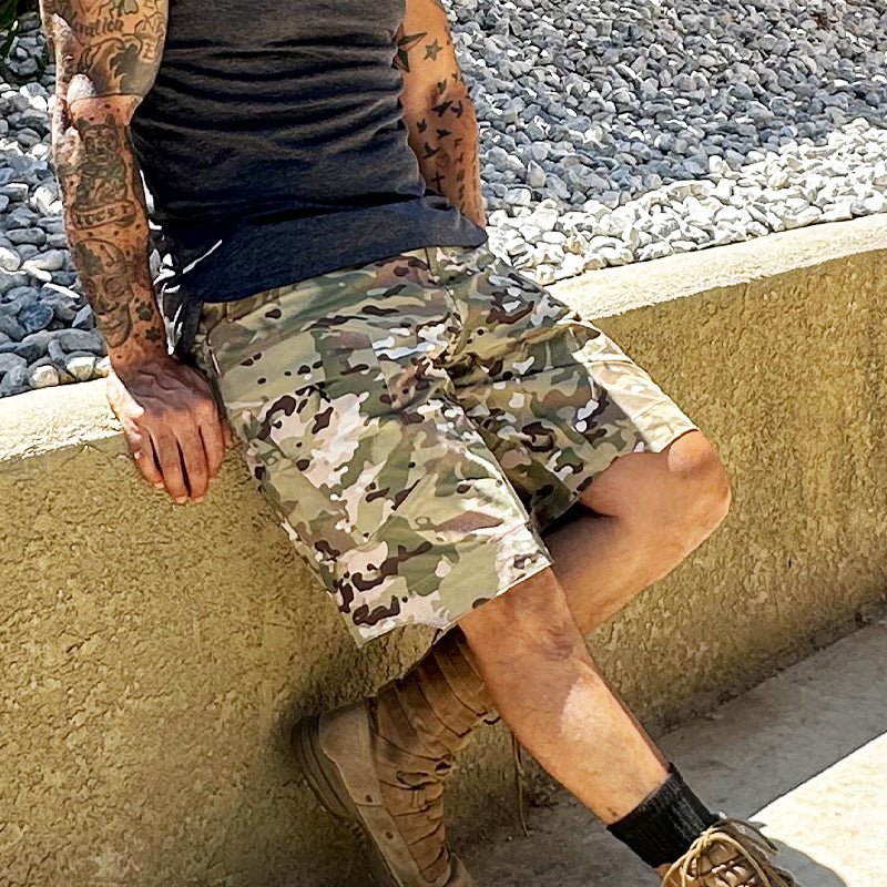 Vireon | Tactical Shorts for Men - All Terrain Quick Dry Rip Stop 8 Pocket Stretch Cargo Fit-Tactical Shorts-Camouflage-30W-Camoufit