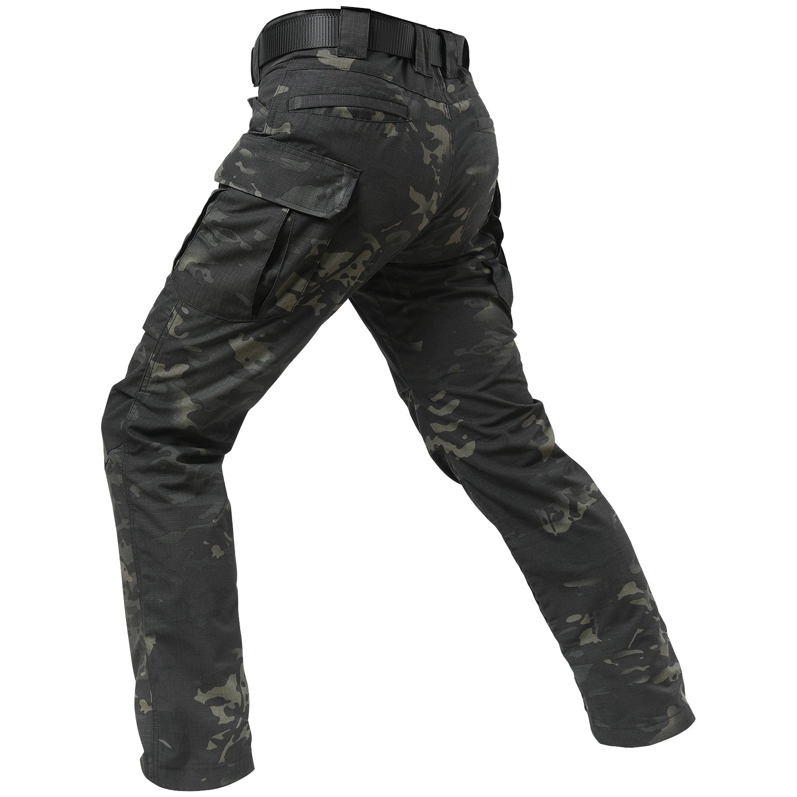 Casaro | Tactical Pants for Men - Dark Camo Waterproof Rip Stop 9 Pocket Cargo Straight Fit-Tactical Pants-28W/30L-Camoufit