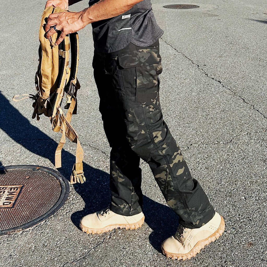Casaro | Tactical Pants for Men - Dark Camo Waterproof Rip Stop 9 Pocket Cargo Straight Fit-Tactical Pants-28W/30L-Camoufit