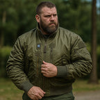 Lorenzo | MA 1 Flight Jacket for Men - Nylon Bomber Water Resistant Ribbed Cuff Classic Fit-Tactical Jackets-Black-M-Camoufit