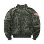 Lorenzo | MA 1 Flight Jacket for Men - Nylon Bomber Water Resistant Ribbed Cuff Classic Fit-Tactical Jackets-Black-M-Camoufit