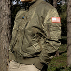 Lorenzo | MA 1 Flight Jacket for Men - Nylon Bomber Water Resistant Ribbed Cuff Classic Fit-Tactical Jackets-Black-M-Camoufit