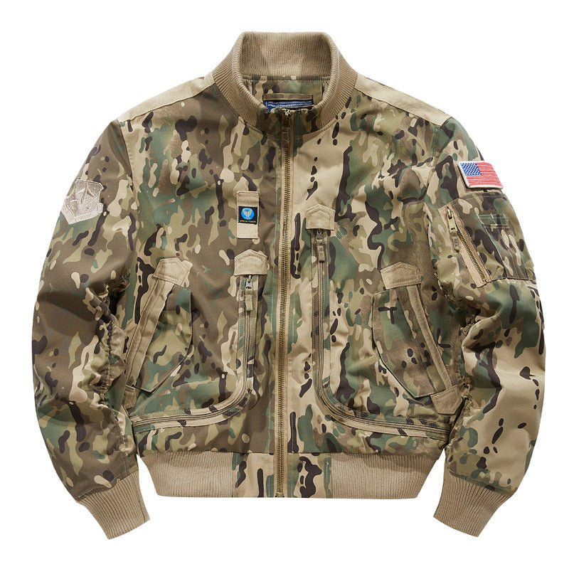 Lorenzo | MA 1 Flight Jacket for Men - Nylon Bomber Water Resistant Ribbed Cuff Classic Fit-Tactical Jackets-Camouflage-M-Camoufit