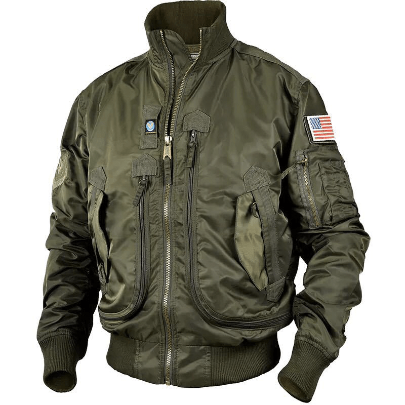 Lorenzo | MA 1 Flight Jacket for Men - Nylon Bomber Water Resistant Ribbed Cuff Classic Fit-Tactical Jackets-Army Green-M-Camoufit