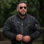 Lorenzo | MA 1 Flight Jacket for Men - Nylon Bomber Water Resistant Ribbed Cuff Classic Fit-Tactical Jackets-Black-M-Camoufit