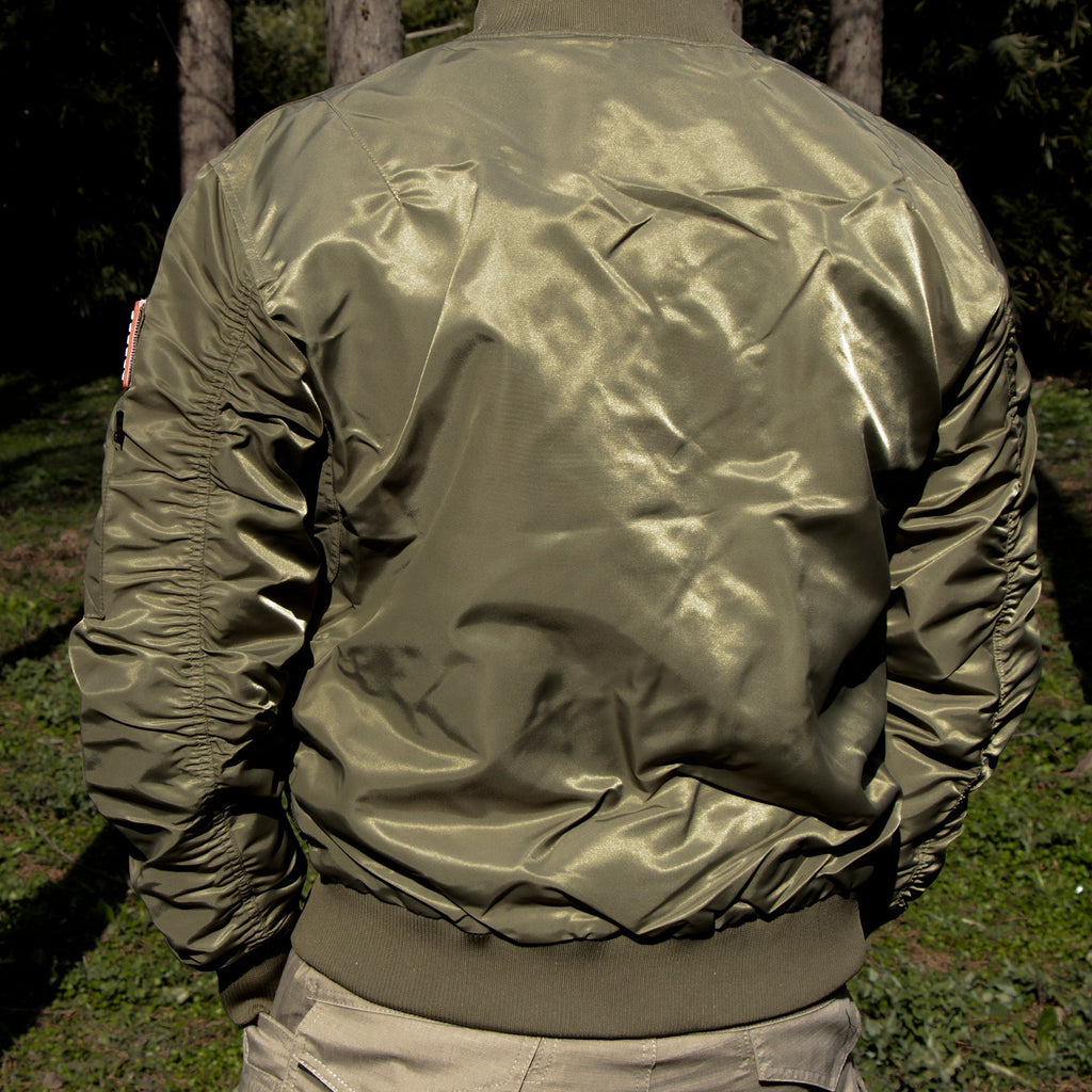 Lorenzo | MA 1 Flight Jacket for Men - Nylon Bomber Water Resistant Ribbed Cuff Classic Fit-Tactical Jackets-Black-M-Camoufit