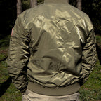 Lorenzo | MA 1 Flight Jacket for Men - Nylon Bomber Water Resistant Ribbed Cuff Classic Fit-Tactical Jackets-Black-M-Camoufit