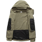 Rovano | Fleece Tactical Jacket for Men - Hooded Warm Windproof Multi Pocket Military Fit-Tactical Jackets-Black-S-Camoufit