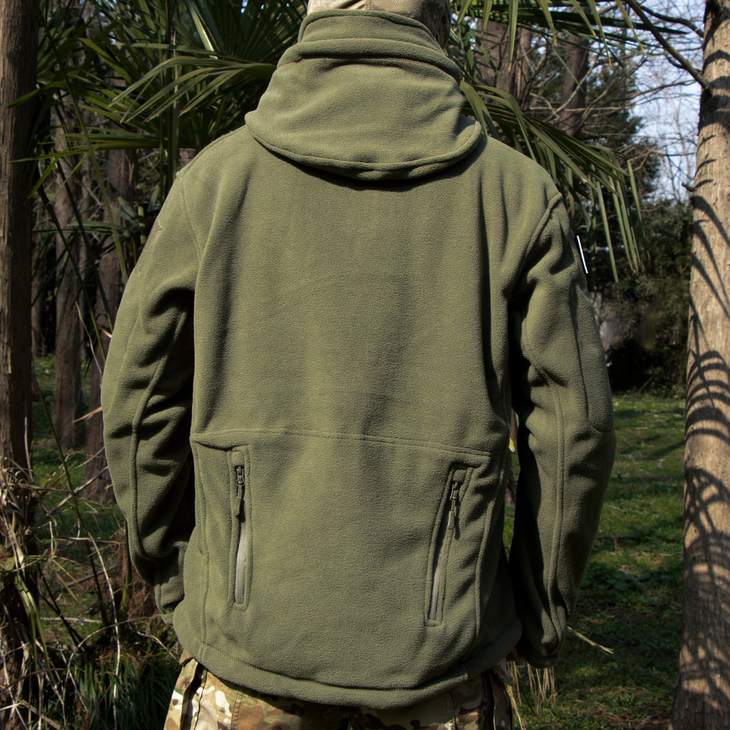 Rovano | Fleece Tactical Jacket for Men - Hooded Warm Windproof Multi Pocket Military Fit-Tactical Jackets-Black-S-Camoufit