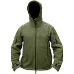Rovano | Fleece Tactical Jacket for Men - Hooded Warm Windproof Multi Pocket Military Fit-Tactical Jackets-Black-S-Camoufit