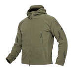 Rovano | Fleece Tactical Jacket for Men - Hooded Warm Windproof Multi Pocket Military Fit-Tactical Jackets-Army green-S-Camoufit