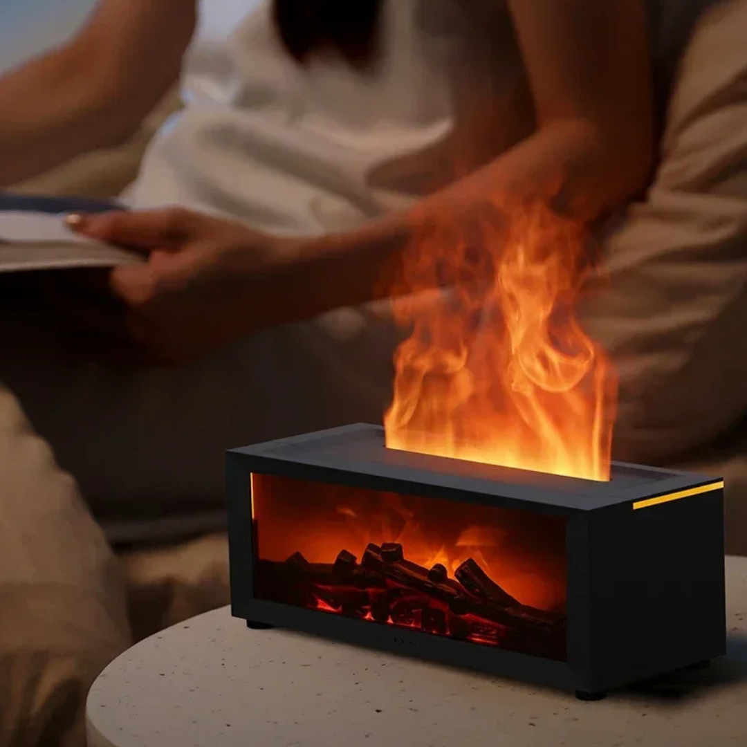 FlameGlow | Realistic Flame Aroma Diffuser & Essential Oil Humidifier - Ultrasonic Cool Mist Fire Effect Vaporizer with Auto Shut-Off & LED Light