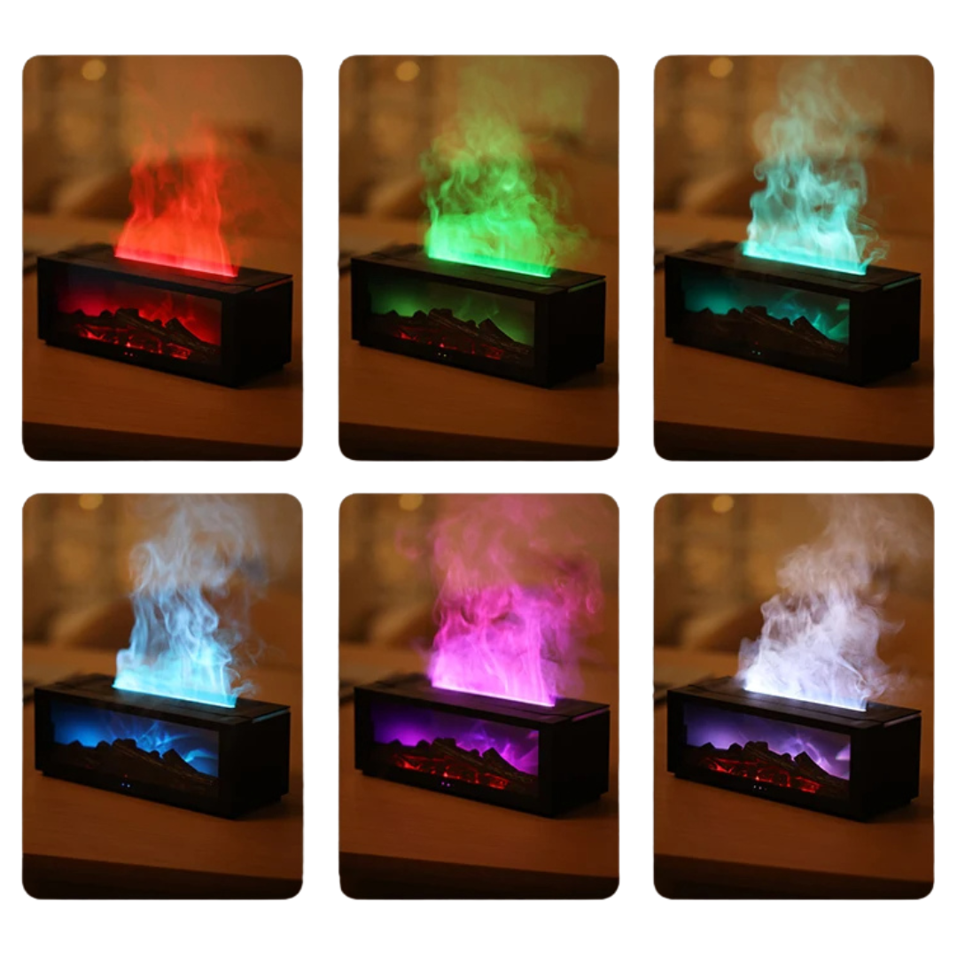 FlameGlow | Realistic Flame Aroma Diffuser & Essential Oil Humidifier - Ultrasonic Cool Mist Fire Effect Vaporizer with Auto Shut-Off & LED Light