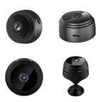 Black backup camera set showing lens views, side controls, and rotating mount
