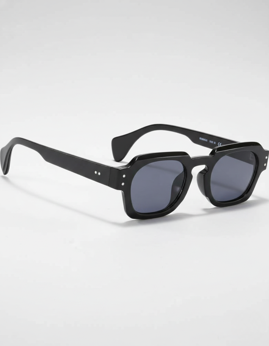 Casen | Polygonal Sunglasses for Men - Translucent Frame Tinted Lens Regular Outdoor Fit-Men's Sunglasses-Black-Camoufit