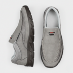 Bellaro | Slip On Loafers for Men - Nubuck Hybrid Textured Panel Casual Regular Fit-Men's Shoes-Gray-6-Camoufit