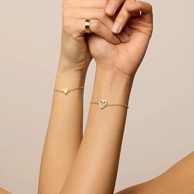 Celoura | Inspirational Bracelet for Women - Delicate Engraved Elegant Minimalist Fit-bracelet-Matching Hearts Set-Gold-Camoufit