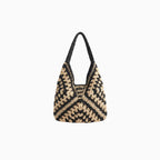 Eluné | Women's Boho Crochet Shoulder Bag Geometric Granny Square Triangular Beach Summer Handbag-Shoulder Bag-Black-Camoufit