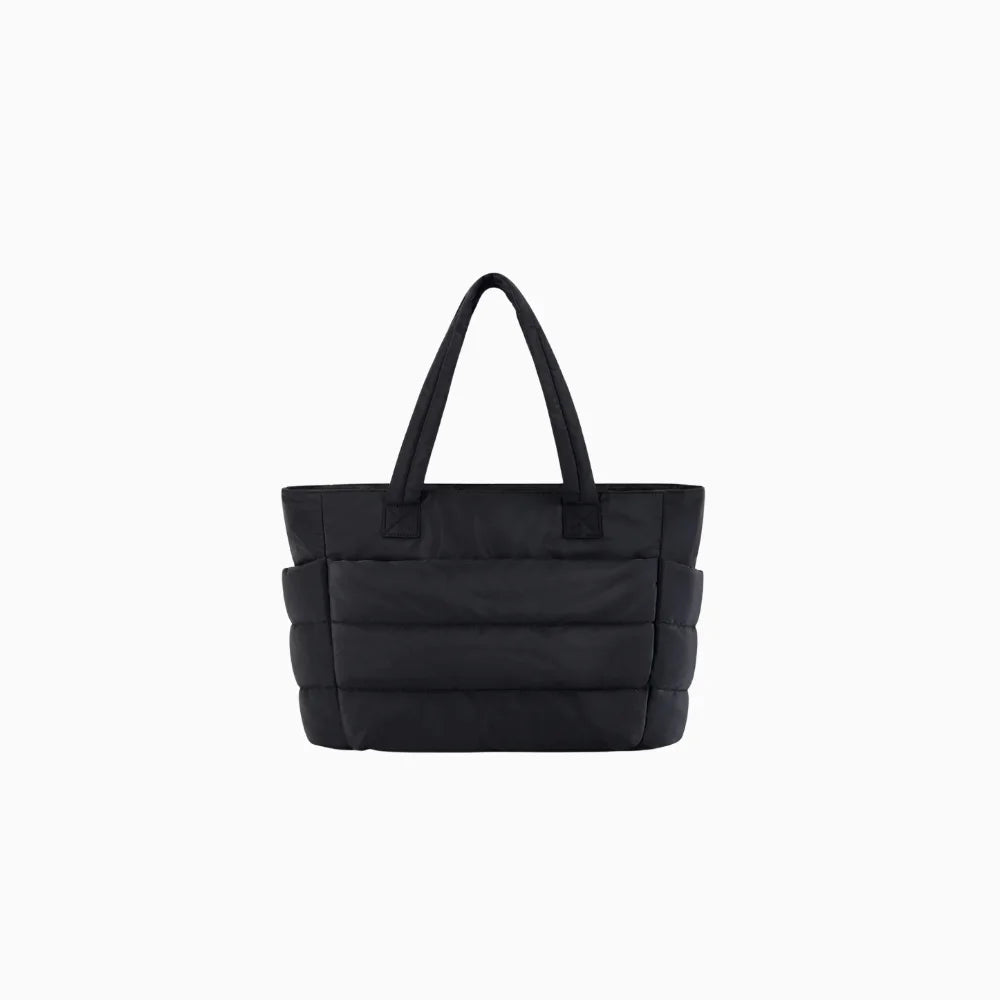 Isola | Women's Puffer Tote Bag Spacious Lightweight Quilted Everyday Work Travel Handbag-Tote bag-Black-Camoufit