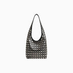 Aloura | Women's Studded Shoulder Bag with Crossbody Strap Spacious Bold Elegant Day Night Handbag-Shoulder Bag-Black-Camoufit