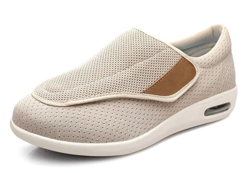 Naurelle | Wide Comfort Shoes for Women - Adjustable Velcro Cushioned Breathable Wide Fit-Women's Sneakers-Beige-4-Camoufit