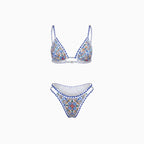 Women's Triangle Bikini with Print Adjustable Ties Flattering Two-Piece Summer Swimsuit-Bikini-S-