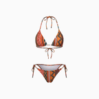 Women's Retro Printed Triangle Bikini with Classic Top Flattering Vintage Two-Piece Swimsuit-Bikini-S-