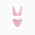 Women's Push-Up Bikini with Supportive Top Flattering Two-Piece Trendy Summer Swimsuit Set-Bikini-Pink-S-