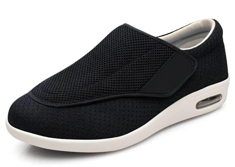 Naurelle | Wide Comfort Shoes for Women - Adjustable Velcro Cushioned Breathable Wide Fit-Women's Sneakers-Black-4-Camoufit