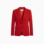 Zayelle | Blazer for Women - Notched Lapel Single Button Tailored Elegant Refined Fit-Women's Blazer-Red-S-Camoufit