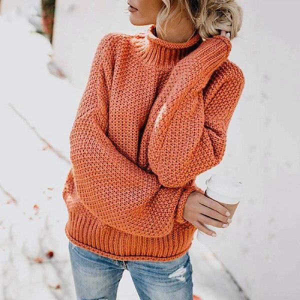 Luna | Women's Textured Knit Sweater - Long Sleeve Crewneck Pullover