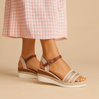Ilse | Boho Wedge Sandals Women Adjustable Strap Comfort Fit-Women's Sandals-Beige-5-Camoufit