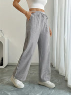Isola | Wide Leg Trousers for Women - Striped Flared Drawstring Boho Beach Summer Fit-Women's Pants-Yellow-S-Camoufit