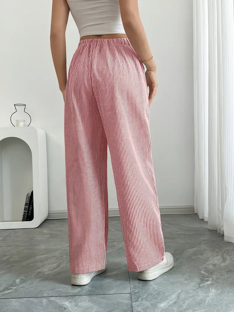 Isola | Wide Leg Trousers for Women - Striped Flared Drawstring Boho Beach Summer Fit-Women's Pants-Yellow-S-Camoufit
