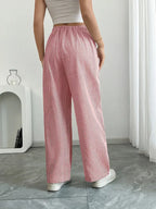 Isola | Wide Leg Trousers for Women - Striped Flared Drawstring Boho Beach Summer Fit-Women's Pants-Yellow-S-Camoufit