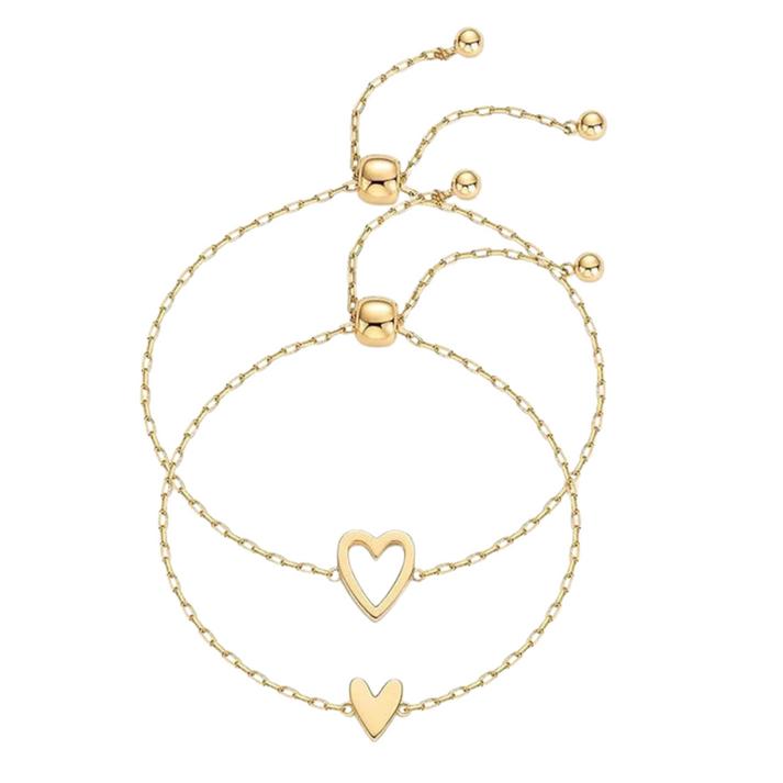 Celoura | Inspirational Bracelet for Women - Delicate Engraved Elegant Minimalist Fit-bracelet-Matching Hearts Set-Gold-Camoufit
